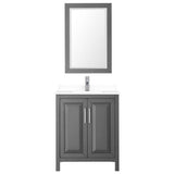 Daria 30 Inch Single Bathroom Vanity in Dark Gray, White Cultured Marble Countertop, Undermount Square Sink, 24 Inch Mirror