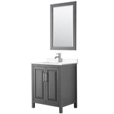 Wyndham Collection - Daria 30 Inch Single Bathroom Vanity in Dark Gray, White Cultured Marble Countertop, Undermount Square Sink, 24 Inch Mirror