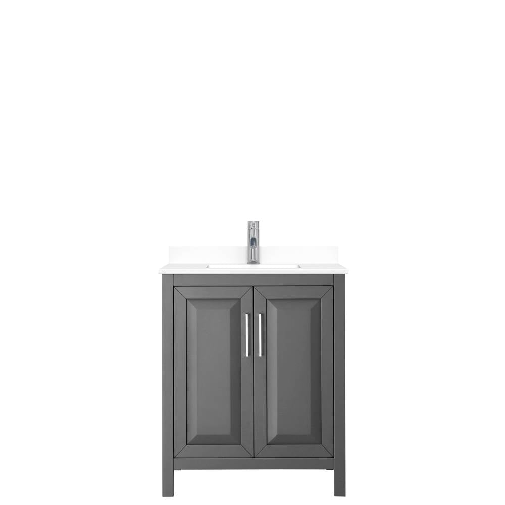 Daria 30 Inch Single Bathroom Vanity in Dark Gray, White Cultured Marble Countertop, Undermount Square Sink, No Mirror