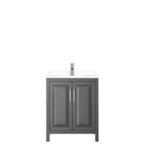 Daria 30 Inch Single Bathroom Vanity in Dark Gray, White Cultured Marble Countertop, Undermount Square Sink, No Mirror
