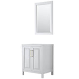 Wyndham Collection - Daria 30 Inch Single Bathroom Vanity in White, No Countertop, No Sink, 24 Inch Mirror, Brushed Gold Trim