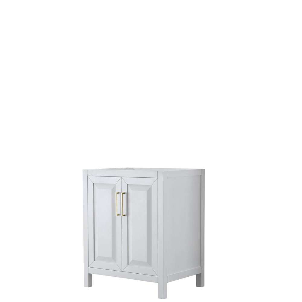 Wyndham Collection - Daria 30 Inch Single Bathroom Vanity in White, No Countertop, No Sink, Brushed Gold Trim