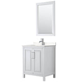 Wyndham Collection - Daria 30 Inch Single Bathroom Vanity in White, Carrara Cultured Marble Countertop, Undermount Square Sink, 24 Inch Mirror