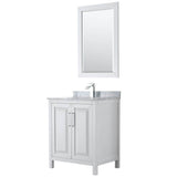 Wyndham Collection - Daria 30 Inch Single Bathroom Vanity in White, White Carrara Marble Countertop, Undermount Square Sink, and 24 Inch Mirror - White