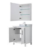Daria 30 Inch Single Bathroom Vanity in Dark Blue, White Carrara Marble Countertop, Undermount Square Sink, Medicine Cabinet