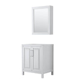 Wyndham Collection - Daria 30 Inch Single Bathroom Vanity in White, No Countertop, No Sink, and Medicine Cabinet - White