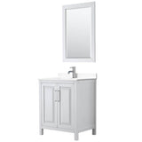 Wyndham Collection - Daria 30 Inch Single Bathroom Vanity in White, White Cultured Marble Countertop, Undermount Square Sink, 24 Inch Mirror