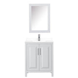 Daria 30 Inch Single Bathroom Vanity in White, White Cultured Marble Countertop, Undermount Square Sink, Medicine Cabinet