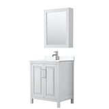 Wyndham Collection - Daria 30 Inch Single Bathroom Vanity in White, White Cultured Marble Countertop, Undermount Square Sink, Medicine Cabinet