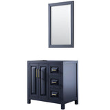 Wyndham Collection - Daria 36 Inch Single Bathroom Vanity in Dark Blue, No Countertop, No Sink, 24 Inch Mirror - Dark Blue