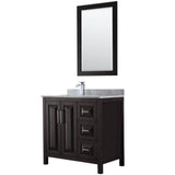Wyndham Collection - Daria 36 Inch Single Bathroom Vanity in Dark Espresso, White Carrara Marble Countertop, Undermount Square Sink, and 24 Inch Mirror - Dark Espresso