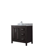 Wyndham Collection - Daria 36 Inch Single Bathroom Vanity in Dark Espresso, White Carrara Marble Countertop, Undermount Square Sink, and No Mirror - Dark Espresso