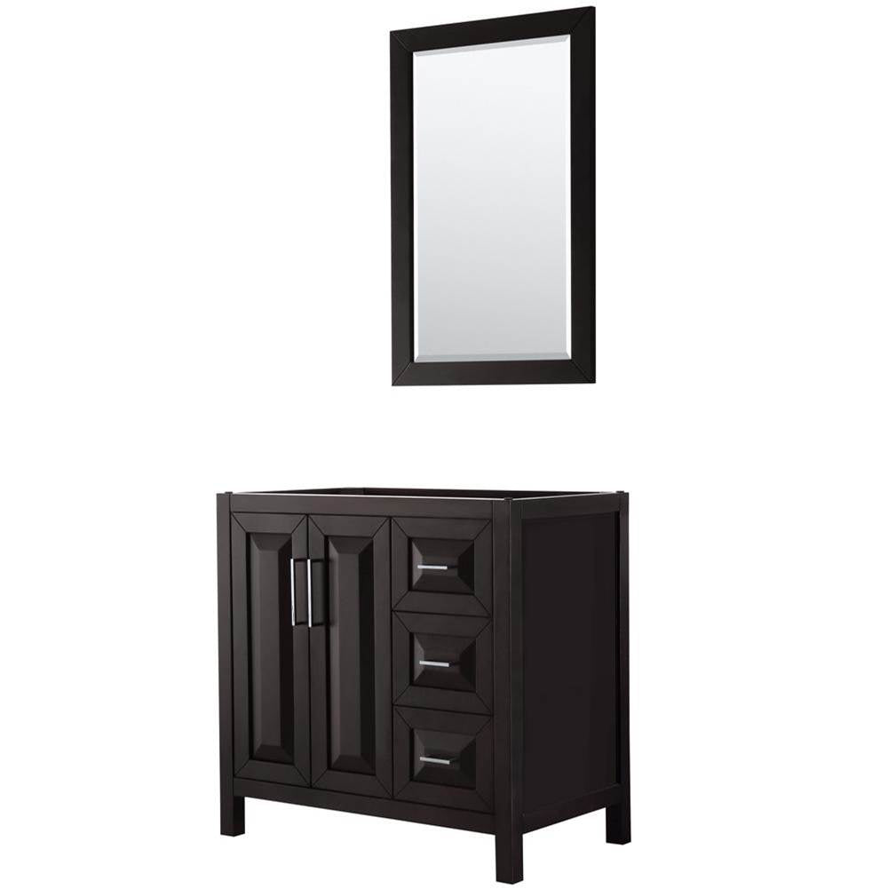Wyndham Collection - Daria 36 Inch Single Bathroom Vanity in Dark Espresso, No Countertop, No Sink, and 24 Inch Mirror - Dark Espresso