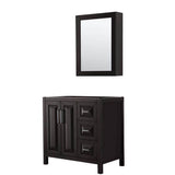 Wyndham Collection - Daria 36 Inch Single Bathroom Vanity in Dark Espresso, No Countertop, No Sink, and Medicine Cabinet - Dark Espresso
