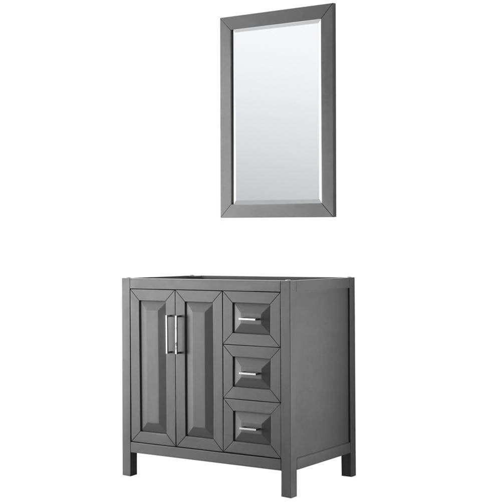 Wyndham Collection - Daria 36 Inch Single Bathroom Vanity in Dark Gray, No Countertop, No Sink, and 24 Inch Mirror - Dark Gray