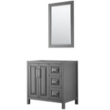 Wyndham Collection - Daria 36 Inch Single Bathroom Vanity in Dark Gray, No Countertop, No Sink, and 24 Inch Mirror - Dark Gray