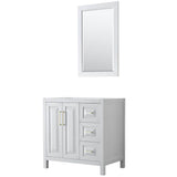 Wyndham Collection - Daria 36 Inch Single Bathroom Vanity in White, No Countertop, No Sink, 24 Inch Mirror, Brushed Gold Trim