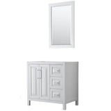 Wyndham Collection - Daria 36 Inch Single Bathroom Vanity in White, No Countertop, No Sink, and 24 Inch Mirror - White