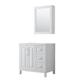Wyndham Collection - Daria 36 Inch Single Bathroom Vanity in White, No Countertop, No Sink, and Medicine Cabinet - White