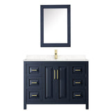 Daria 48 Inch Single Bathroom Vanity in Dark Blue, Carrara Cultured Marble Countertop, Undermount Square Sink, Medicine Cabinet