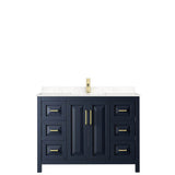 Daria 48 Inch Single Bathroom Vanity in Dark Blue, Carrara Cultured Marble Countertop, Undermount Square Sink, No Mirror