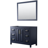 Wyndham Collection - Daria 48 Inch Single Bathroom Vanity in Dark Blue, No Countertop, No Sink, 46 Inch Mirror - Dark Blue