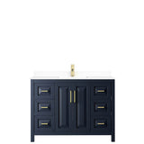 Daria 48 Inch Single Bathroom Vanity in Dark Blue, White Cultured Marble Countertop, Undermount Square Sink, No Mirror