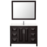 Daria 48 Inch Single Bathroom Vanity in Dark Espresso, Carrara Cultured Marble Countertop, Undermount Square Sink, 46 Inch Mirror