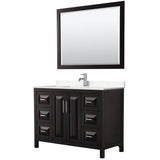 Wyndham Collection - Daria 48 Inch Single Bathroom Vanity in Dark Espresso, Carrara Cultured Marble Countertop, Undermount Square Sink, 46 Inch Mirror