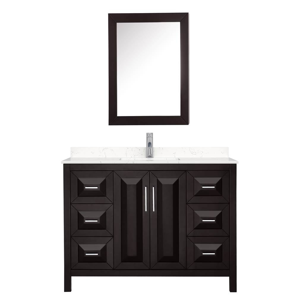Daria 48 Inch Single Bathroom Vanity in Dark Espresso, Carrara Cultured Marble Countertop, Undermount Square Sink, Medicine Cabinet