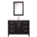 Daria 48 Inch Single Bathroom Vanity in Dark Espresso, Carrara Cultured Marble Countertop, Undermount Square Sink, Medicine Cabinet