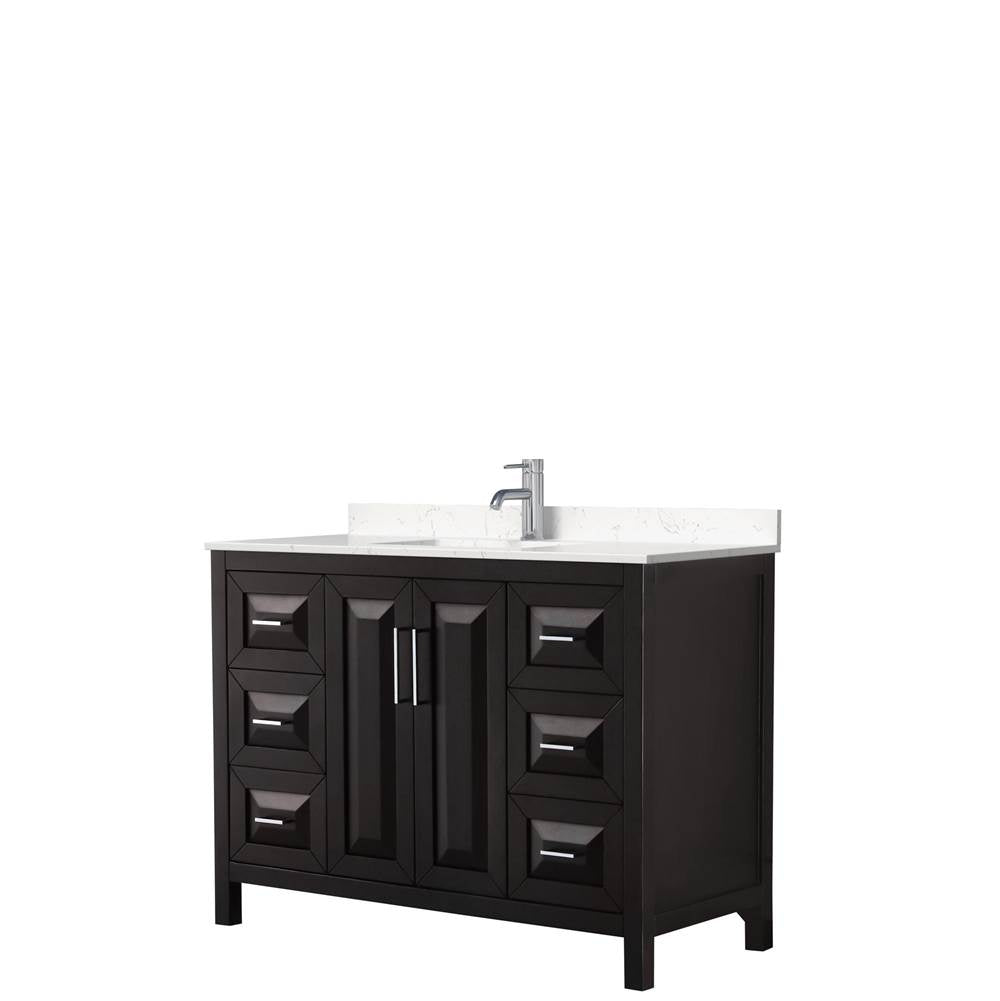 Wyndham Collection - Daria 48 Inch Single Bathroom Vanity in Dark Espresso, Carrara Cultured Marble Countertop, Undermount Square Sink, No Mirror