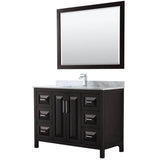 Wyndham Collection - Daria 48 Inch Single Bathroom Vanity in Dark Espresso, White Carrara Marble Countertop, Undermount Square Sink, and 46 Inch Mirror - Dark Espresso