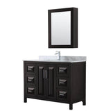 Wyndham Collection - Daria 48 Inch Single Bathroom Vanity in Dark Espresso, White Carrara Marble Countertop, Undermount Square Sink, and Medicine Cabinet - Dark Espresso
