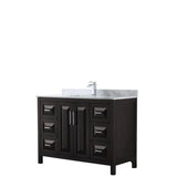 Wyndham Collection - Daria 48 Inch Single Bathroom Vanity in Dark Espresso, White Carrara Marble Countertop, Undermount Square Sink, and No Mirror - Dark Espresso