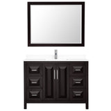 Daria 48 Inch Single Bathroom Vanity in Dark Espresso, White Cultured Marble Countertop, Undermount Square Sink, 46 Inch Mirror