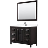 Wyndham Collection - Daria 48 Inch Single Bathroom Vanity in Dark Espresso, White Cultured Marble Countertop, Undermount Square Sink, 46 Inch Mirror