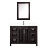 Daria 48 Inch Single Bathroom Vanity in Dark Espresso, White Cultured Marble Countertop, Undermount Square Sink, Medicine Cabinet
