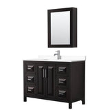 Wyndham Collection - Daria 48 Inch Single Bathroom Vanity in Dark Espresso, White Cultured Marble Countertop, Undermount Square Sink, Medicine Cabinet