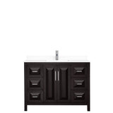 Daria 48 Inch Single Bathroom Vanity in Dark Espresso, White Cultured Marble Countertop, Undermount Square Sink, No Mirror