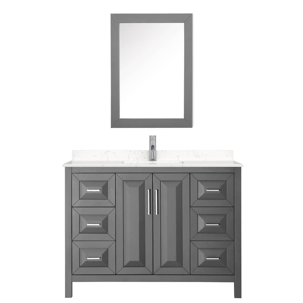 Daria 48 Inch Single Bathroom Vanity in Dark Gray, Carrara Cultured Marble Countertop, Undermount Square Sink, Medicine Cabinet