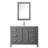 Daria 48 Inch Single Bathroom Vanity in Dark Gray, Carrara Cultured Marble Countertop, Undermount Square Sink, Medicine Cabinet