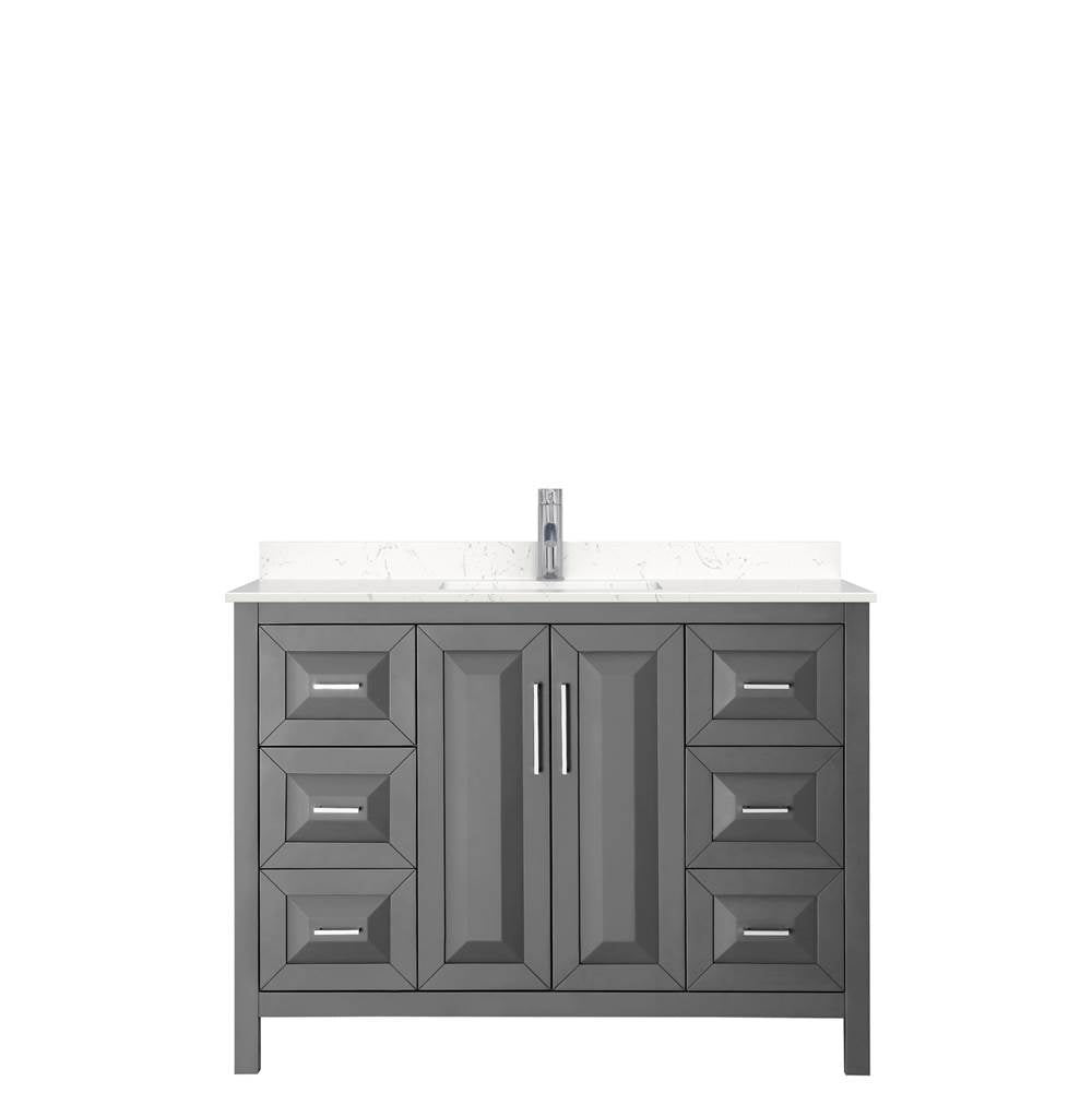 Daria 48 Inch Single Bathroom Vanity in Dark Gray, Carrara Cultured Marble Countertop, Undermount Square Sink, No Mirror