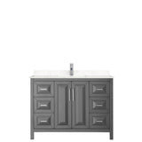Daria 48 Inch Single Bathroom Vanity in Dark Gray, Carrara Cultured Marble Countertop, Undermount Square Sink, No Mirror