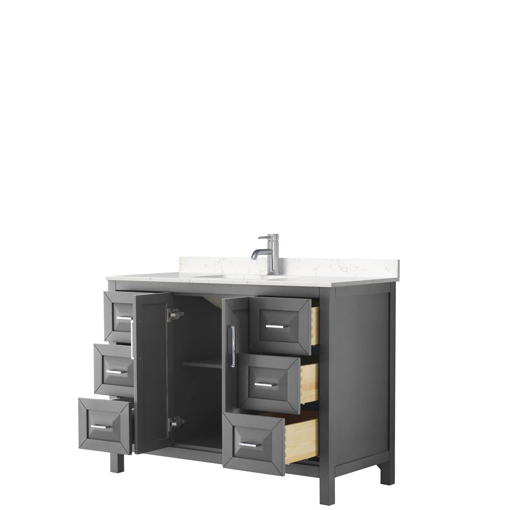 Daria 48 Inch Single Bathroom Vanity in Dark Gray, Carrara Cultured Marble Countertop, Undermount Square Sink, No Mirror