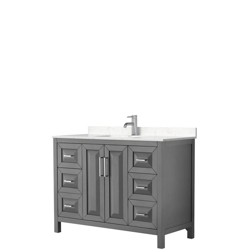 Wyndham Collection - Daria 48 Inch Single Bathroom Vanity in Dark Gray, Carrara Cultured Marble Countertop, Undermount Square Sink, No Mirror