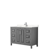 Wyndham Collection - Daria 48 Inch Single Bathroom Vanity in Dark Gray, Carrara Cultured Marble Countertop, Undermount Square Sink, No Mirror