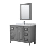 Wyndham Collection - Daria 48 Inch Single Bathroom Vanity in Dark Gray, White Carrara Marble Countertop, Undermount Square Sink, and Medicine Cabinet - Dark Gray