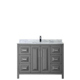 Daria 48 Inch Single Bathroom Vanity in Dark Blue, White Carrara Marble Countertop, Undermount Square Sink, No Mirror