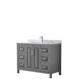 Wyndham Collection - Daria 48 Inch Single Bathroom Vanity in Dark Gray, White Carrara Marble Countertop, Undermount Square Sink, and No Mirror - Dark Gray